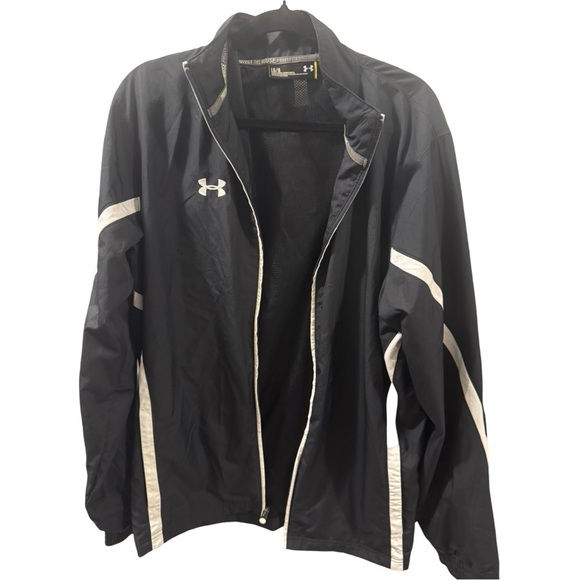 Under Armour Windbreaker Men's Size Large Black Full Zip Long Sleeve Outdoor - Picture 1 of 5